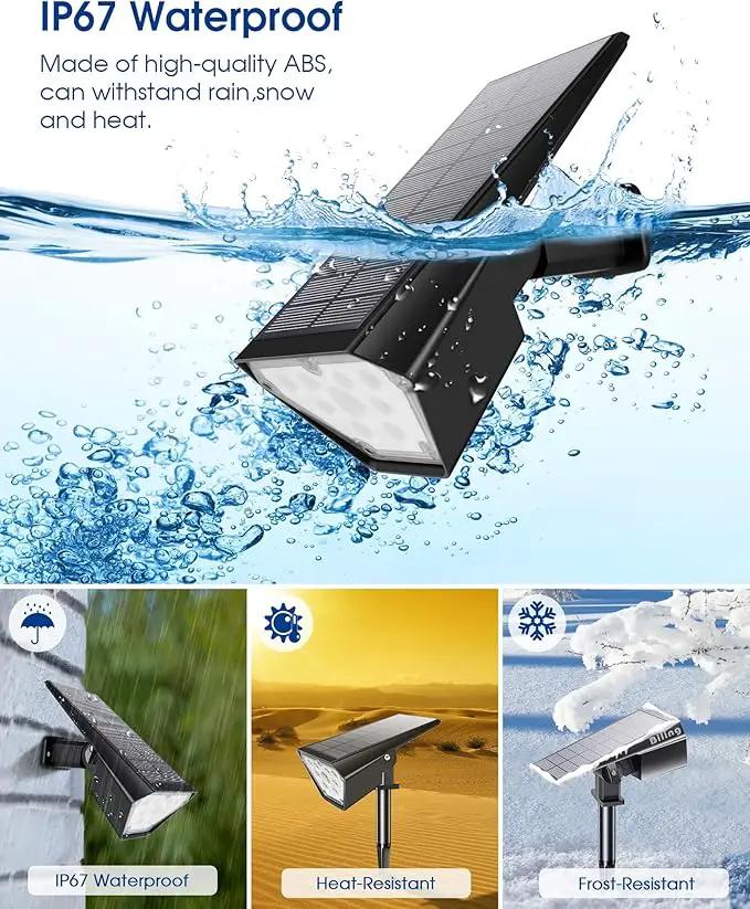 Biling Solar Spot Lights Outdoor, 2-in-1 Solar Landscape Lights 12 LED Bulbs Solar Powered Lights IP67 Waterproof Adjustable Wall Light for Patio Pathway Yard Garden Driveway Pool - Warm White by GreenHaven Gardens