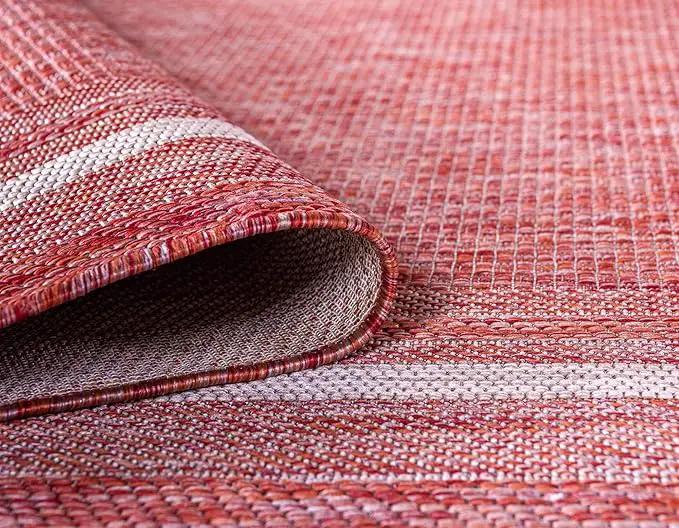 Unique Loom Outdoor Border Collection Area Rug - Soft Border (5' 3" x 8' Rectangle, Rust Red/ Ivory) by GreenHaven Gardens