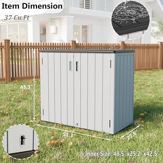 HOMSPARK 37 Cu.Ft Outdoor Storage Shed Weather Resistant, Resin Storage Sheds & Outdoor Storage Box for Backyard Garden Patio Lawn, Multi functional | Double-wall Shed with Lockable Doors,(Light Gray) by GreenHaven Gardens