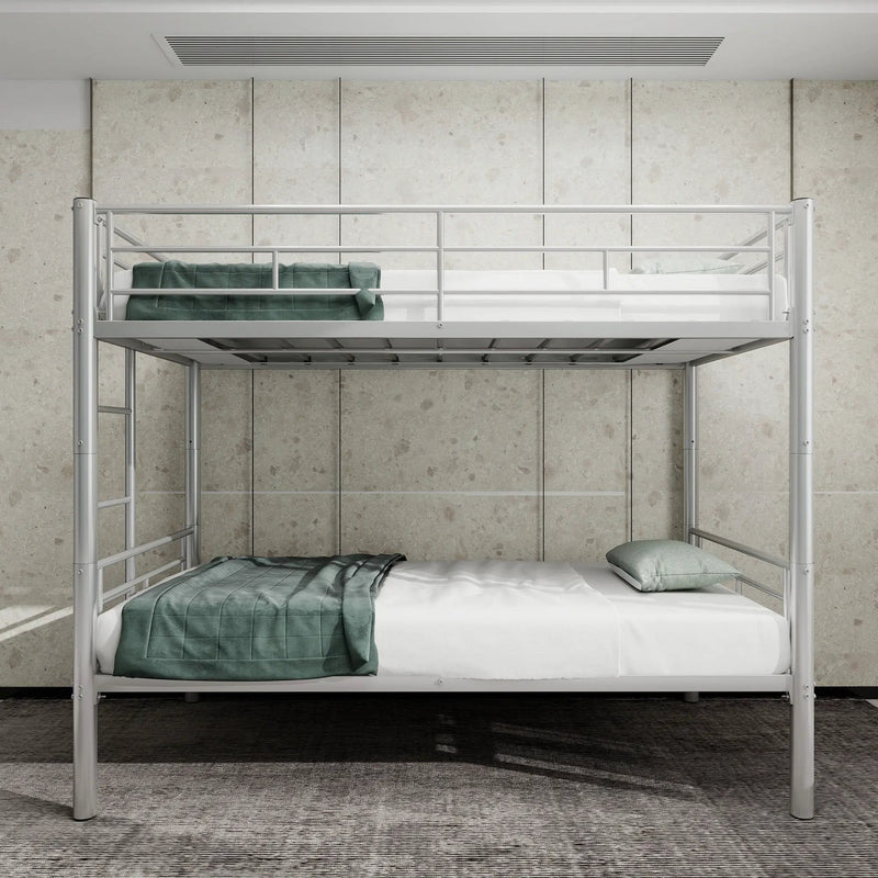 Metal Bunk Bed For Kids, Convertible Bedframe With Ladders & Guardrail by HouseOfZazla