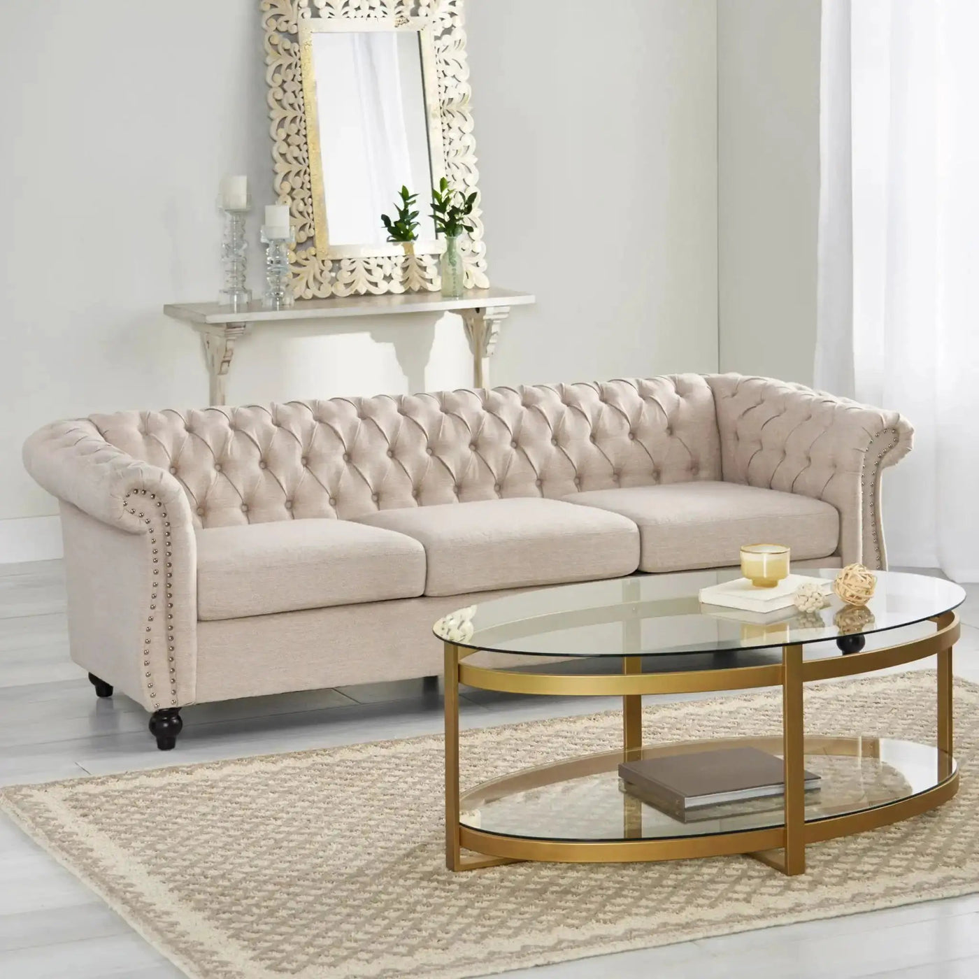 Chesterfield Style 3 Seater Sofa With Deep Button Tufting by HouseOfZazla