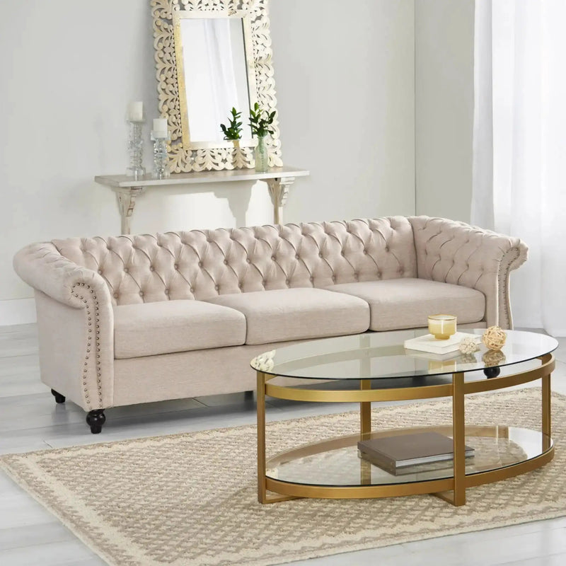 Chesterfield Style 3 Seater Sofa With Deep Button Tufting by HouseOfZazla