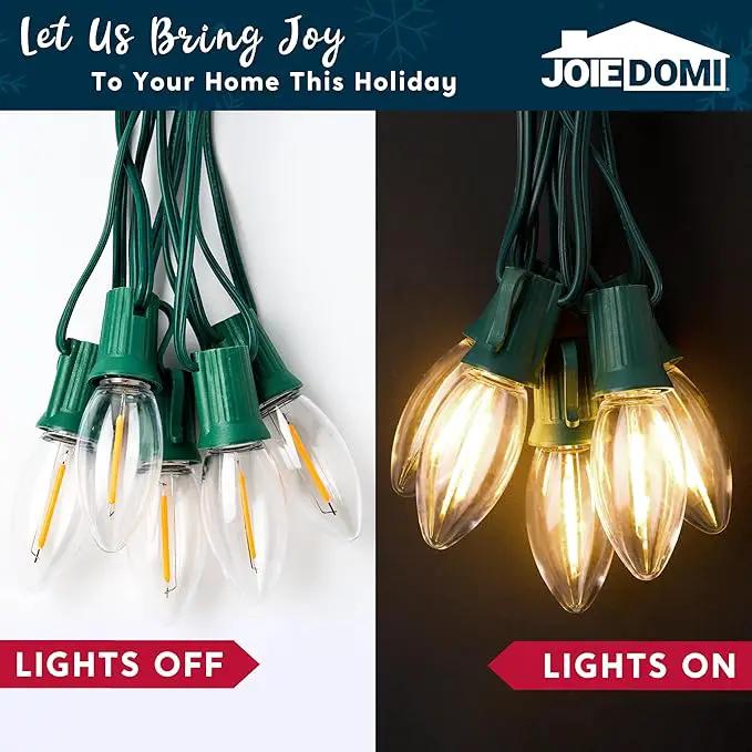 Joiedomi 30.75FT C9 Christmas Pathway Stake Lights 24 LED Jumbo Bulbs, Warm White Outdoor Walkway Decor with Green Wire Connectable for Holiday Commercial Xmas Yard Garden Lawn by GreenHaven Gardens