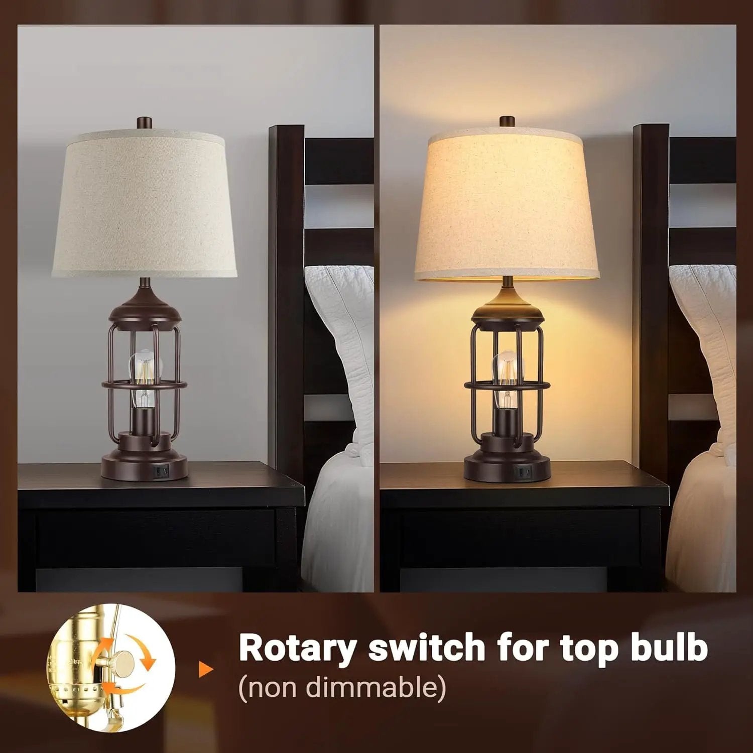 Table Lamp Set of 2 with USB Ports, Touch Control, and 3-Way Dimmable Light by HouseOfZazla