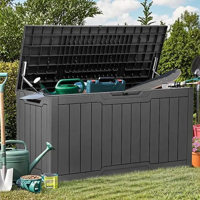 YITAHOME 80 Gallon Outdoor Storage Box, Large Water Resistant Resin Deck Box, Indoor Outdoor Lockable Storage Container for Patio, Garden, Cushions, Tools, Equipment (Dark Gray) by GreenHaven Gardens