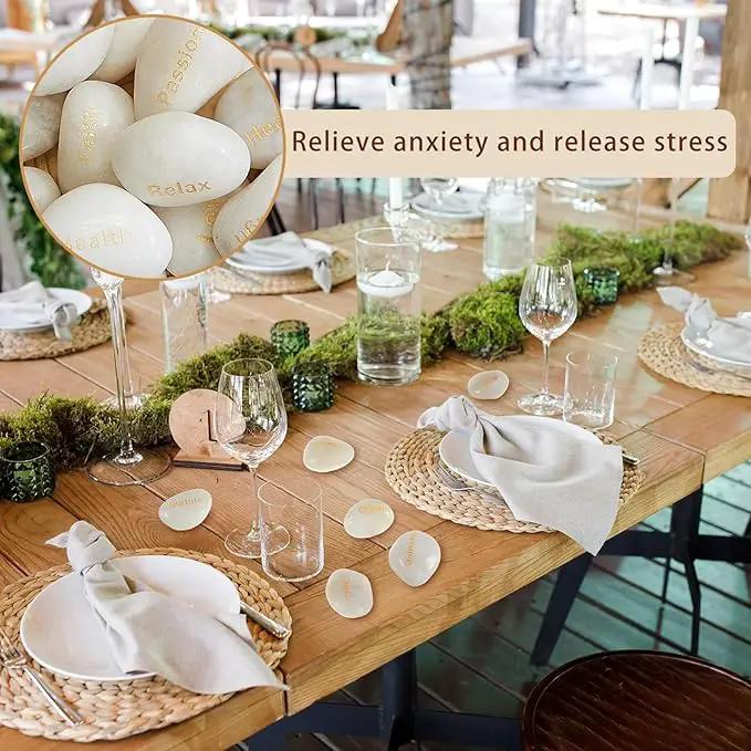 Fabbay Engraved Inspirational Stones Encouragement Motivational Rocks with Words Garden Positive Gift for Christmas Thanksgiving(White,40 Pcs) by GreenHaven Gardens