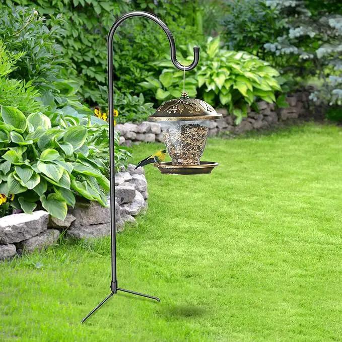 GOFORWILD Shepherd Hook 4 Pack Black, 33 inches Tall, Made of Premium Metal for Garden Decor, Plant Hanger, Lantern Hook, Solar Light Hanging, 7012 by GreenHaven Gardens