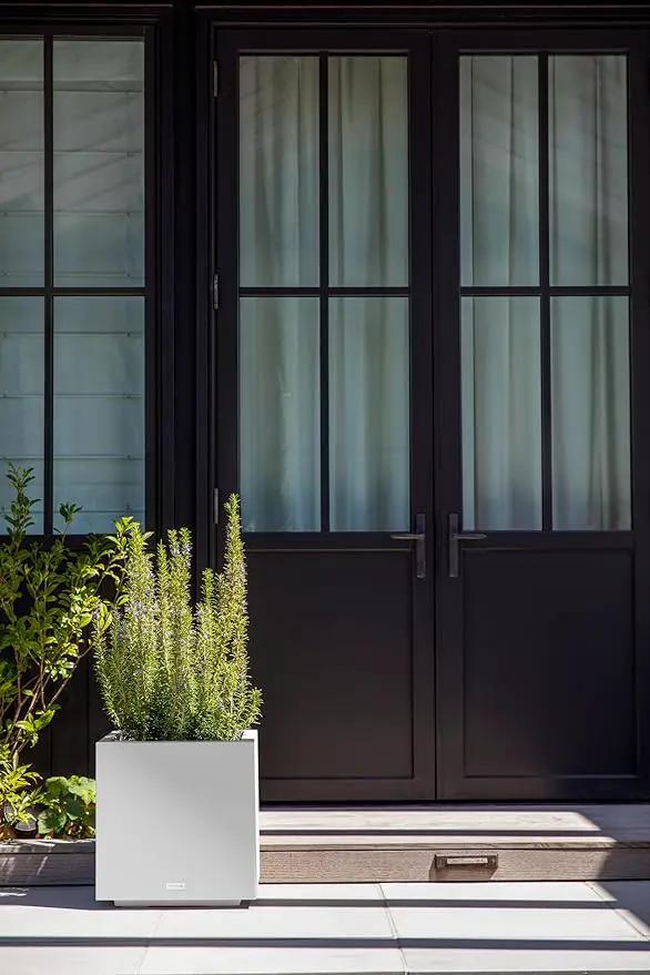 Veradek Block Series Cube Plastic Planter - Large Square Planter for Indoor or Outdoor Patio/Garden | Durable All-Weather Use with Drainage Holes | Modern Décor for Tall Plants, Trees, Flowers by GreenHaven Gardens