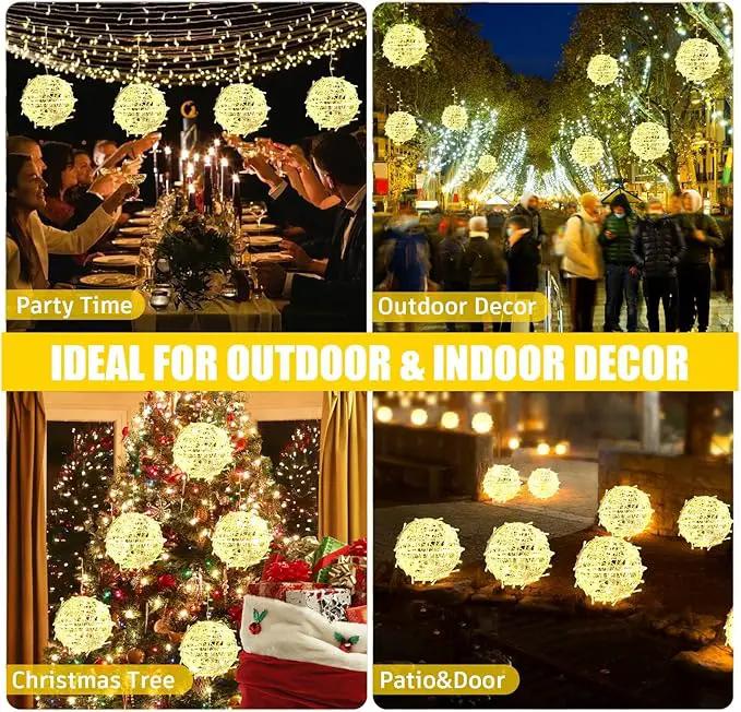 Christmas String Lights Outdoors,4 Pack 7.96" Sphere Lights,Ball Tree Garden Globe Lights for Home, Party, Christmas, Porch Patio,Wedding, Garden,Tree Decoration with Plug by GreenHaven Gardens