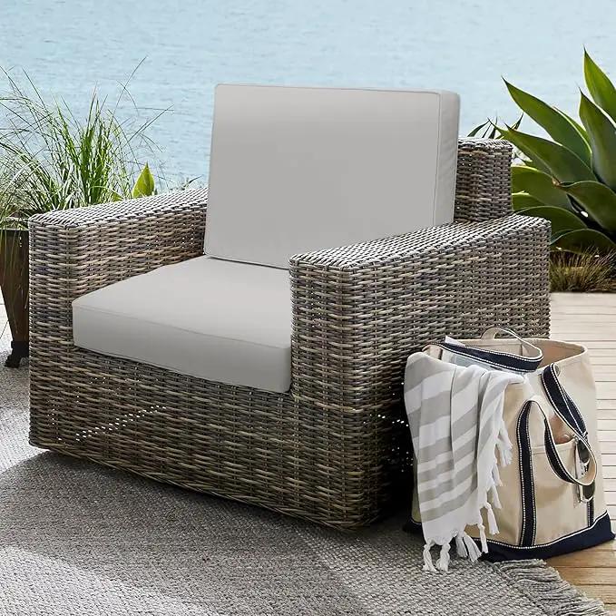 Outdoor Deep Seat Cushion Set 19" x 19", Water Repellent & Fade Resistant Cushion for Patio Furniture, Back & Seat Cushion with Removable Covers for Sofa, Couch, Light Grey by GreenHaven Gardens