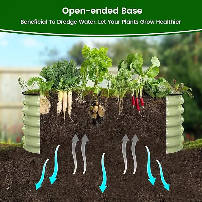 Olle 17" Tall 42" Round Raised Garden Bed Metal Raised Beds for Gardening, Large Planter Box Round Raised Garden Beds Outdoor for Vegetables, Sage Green by GreenHaven Gardens
