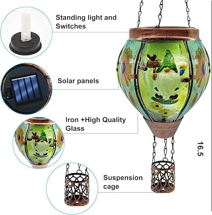 Solar Hot Air Balloon Lantern with Flame, Solar Hot Air Balloon Waterproof Lantern for Garden Farmhouse Decoration (GardenGnome) by GreenHaven Gardens