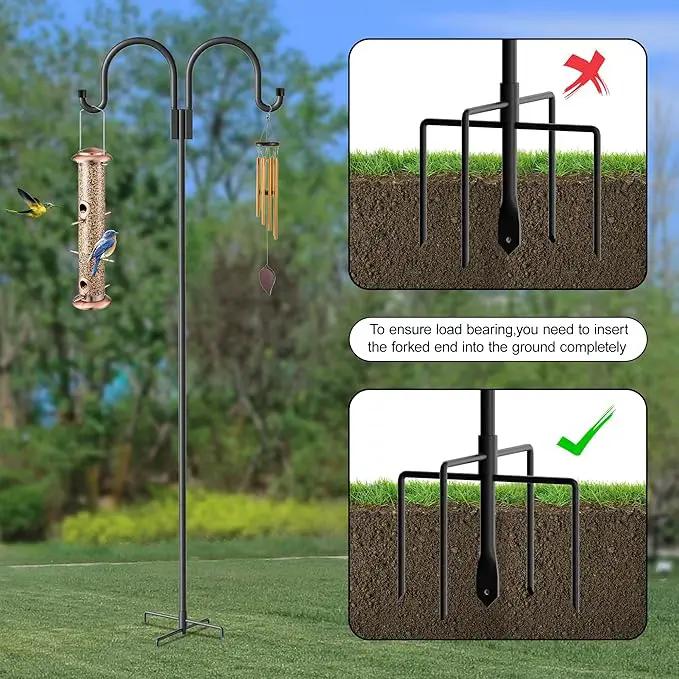 Shepherd Hooks for Outdoor, 2 Pack 95 Inch Bird Feeder Pole with 5 Prongs Base for Hanging Lantern, Hummingbird Feeder, Lightweight Plant, Shepherds Hook for Bird Feeders for Outside by GreenHaven Gardens