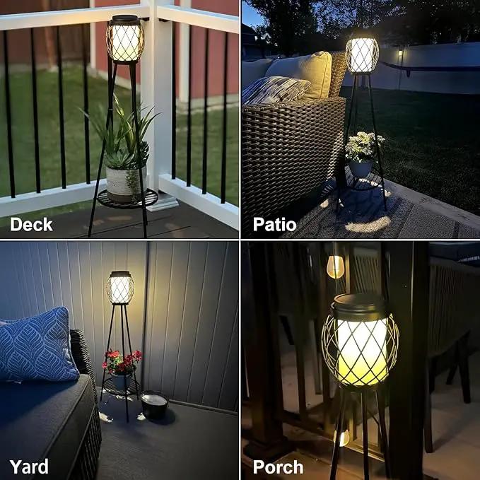 Solar Lights Outdoor with Plant Stands 2 Pack, Solar Floor Lamp Metal Tripod Patio Lights for Garden Yard Pathway Driveway Front/Back Porch Decoration by GreenHaven Gardens