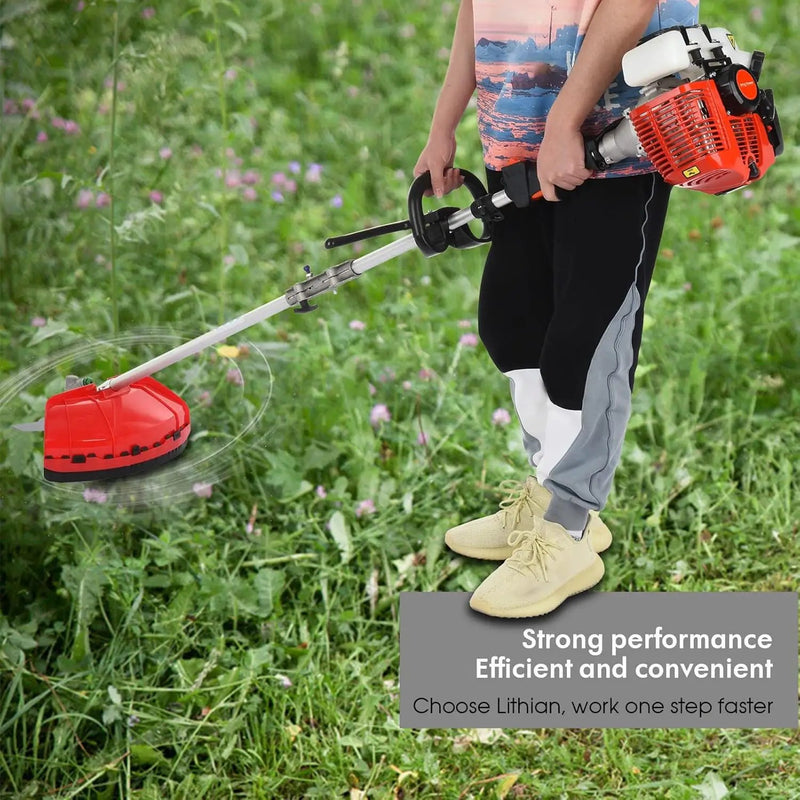 Weed Eater Gas Powered 52cc - 2 Cycle, 5 in 1 Grass Trimmer, Gas Hedge Trimmer, String Trimmer, Brush Cutter, Pole Saw with Extension Pole, Multi Functionallandscaping Tools & Equipmen Red by GreenHaven Gardens