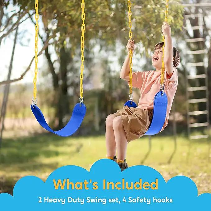 TURFEE 2 Pack Swing for Outdoor Swing Set, Swing Seat Replacement Kit with 66" Heavy Duty Chains, 4 Snap Hook for Kids Outdoor Play Playground, Trees, Playground (Blue) by GreenHaven Gardens