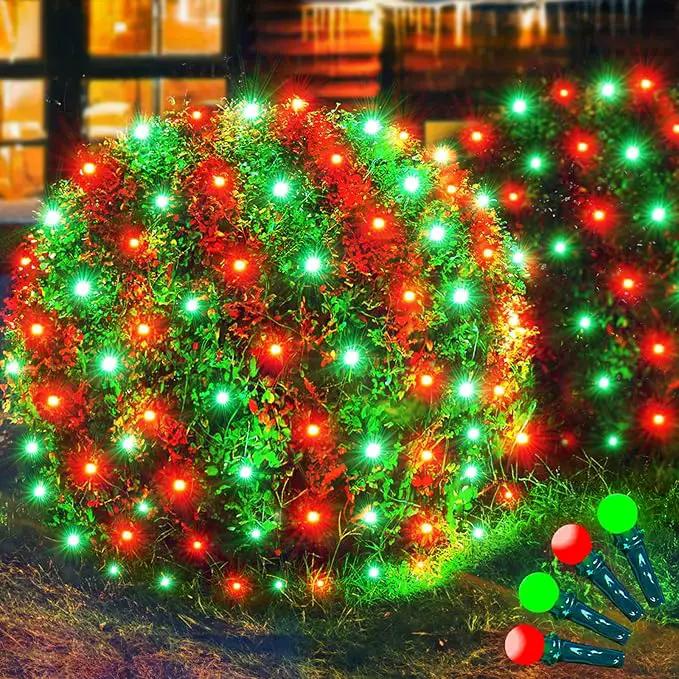Led Net Lights Christmas Lights Outdoor Red and Green Christmas Net Lighting with 121Led Mini Globe Lights 5ftx5ft, Outdoor Indoor Fairy Mesh Net Lights for Christmas Tree, Bushes, Shrubs Decorations by GreenHaven Gardens
