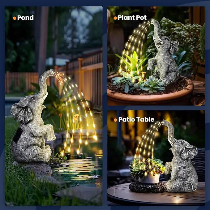 GIGALUMI Solar Garden Decor Watering Elephant Statues Outdoor, Birthday Gifts for Women Mom Grandma Senior Elder, Elephant Ornament for Balcony, Garden, Patio, Yard, Lawn (Twinkling Lights Only) by GreenHaven Gardens