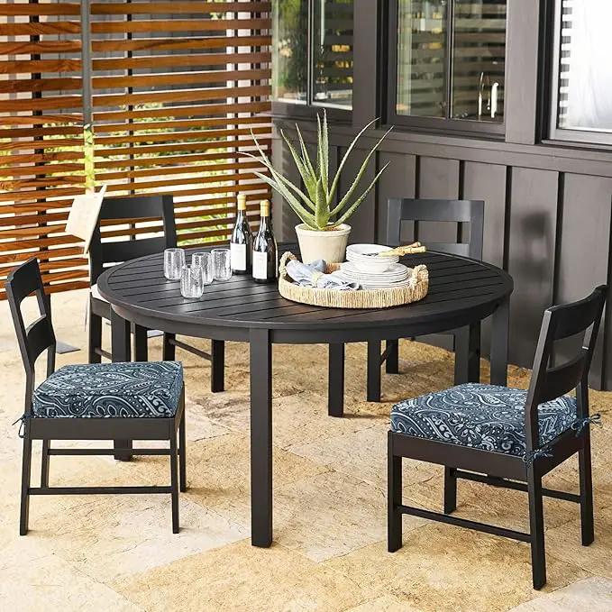 Outdoor Square Corner Seat Cushion, 19"x19"x3", Set of 4, Non Slip Seat Cushion Pads with Removable Cover for Patio Furniture, Garden Yard Lawn, Damask Vine by GreenHaven Gardens