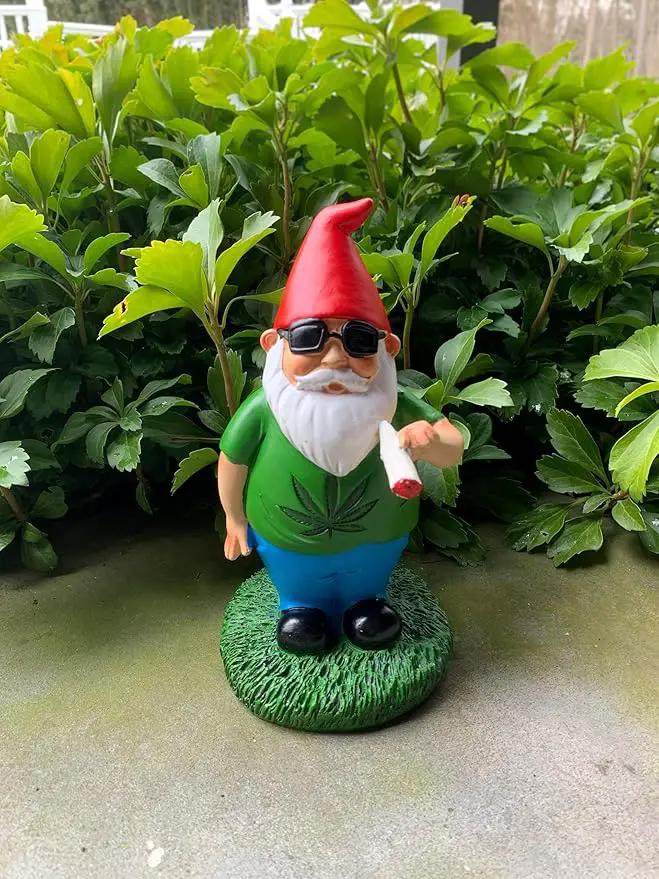 Gnometastic Gnomes Smoking Gnome, 8.5in, Hippie Gnome, Indoor Outdoor Funny Garden Gnomes Decoration for Yard, Planter, Lawn Ornament, Patio and Home Decor by GreenHaven Gardens
