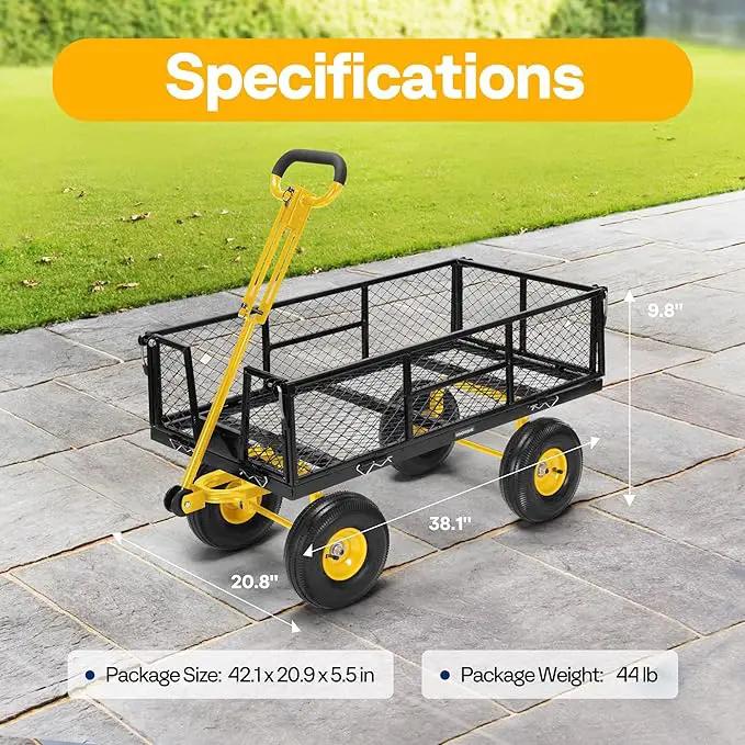 VIVOHOME Garden Cart Steel Heavy Duty 900 LBS Yard and Garden Wagon with 10 inch Tire and Handle Attach to ATV or Tractor Black by GreenHaven Gardens