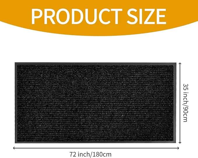 fani Heavy Duty Large Outdoor Indoor Entrance Black Doormat Waterproof Low Profile Entrance Rug Front Door Mat Patio Anti-Skid Rubber Back, 35x72 inch (Black) by GreenHaven Gardens