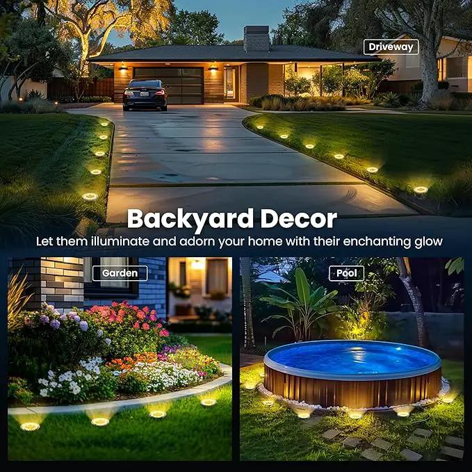 SOLPEX 16 Pack Solar Ground Lights Outdoor Waterproof, Solar Powered Pathway Lights, Landscape Lighting for Garden Walkway Driveway Backyard Decor (Warm White) by GreenHaven Gardens