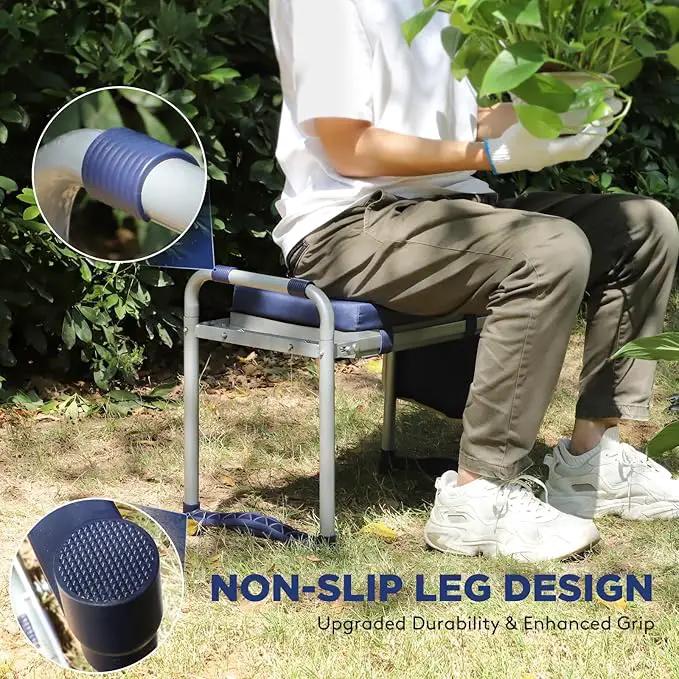 Foldable Garden Kneeler and Seat, Heavy Duty Garden Stool with 10" Wide Detachable Kneeling Pad, Portable Garden Bench Chair with Large Garden Tool Bag, Gardening Gifts for Women, Seniors, Mom by GreenHaven Gardens