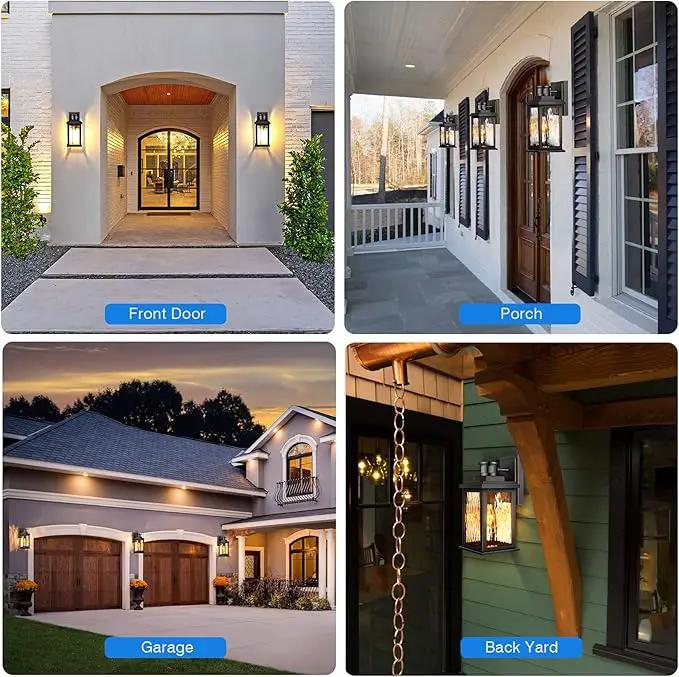 Motion Sensor Outdoor Lights Wall Mount, Dusk to Dawn Exterior Light Fixture ,100% Anti-Rust Aluminum Waterproof Porch Light Outside Wall Lights for House, Black Wall Sconce Lanterns with Water Glass… by GreenHaven Gardens