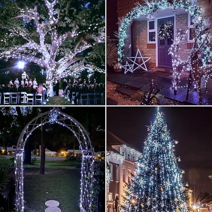JMEXSUSS Total 400 LED White Solar Christmas Lights Outdoor Waterproof, 2 Pack 66ft Solar String Lights, 8 Modes Solar Fairy Lights for Yard Patio Tree Christmas Decor by GreenHaven Gardens