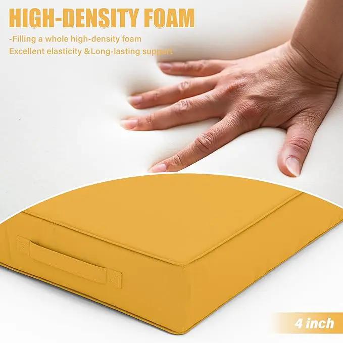 Patio Chair Cushions 22 X 22 X 4 Inch Waterproof Outdoor Seat Cushions for Patio Furniture, Outdoor Sofa Couch Pads with Ties & Handle, Set of 2, Yellow by GreenHaven Gardens