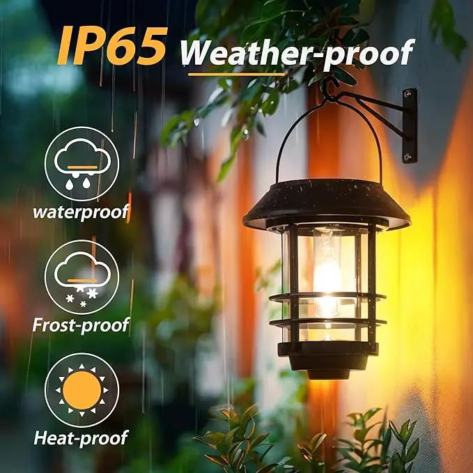 Otdair Solar Lantern Outdoor - 2 Glass Hanging Lights, Waterproof Wall Sconce, Decorative for Front Porch, Yard and Garden by GreenHaven Gardens