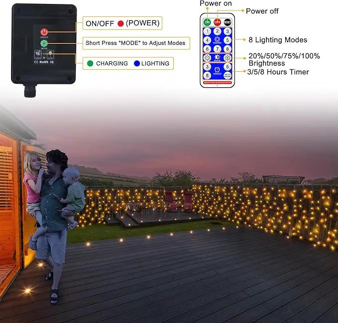 Solar Powered Curtain Lights 33ftx 3ft 500 LED Outdoor Curtain Lights Waterproof with Remote Timer for Garden Patio Fence Wedding Wall Gazebo Decor - Warm White by GreenHaven Gardens