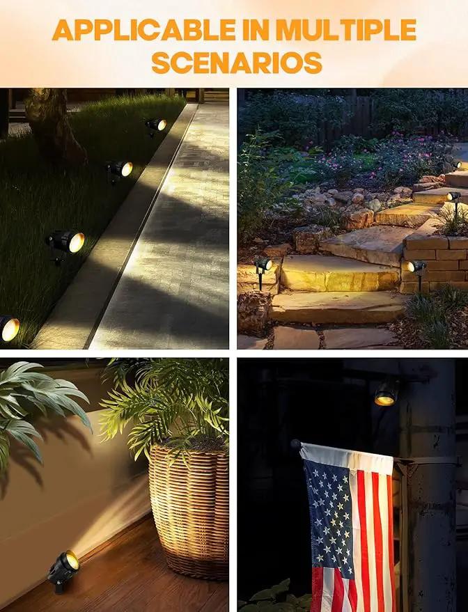 LemonBest 12W Landscape Lighting LED Outdoor Spotlight 120V AC Waterproof Landscape Lights Warm White Spot Lights for Yard Garden Decorative Lawn Lamp Flag Light with Spiked Stake, 4 Packs by GreenHaven Gardens