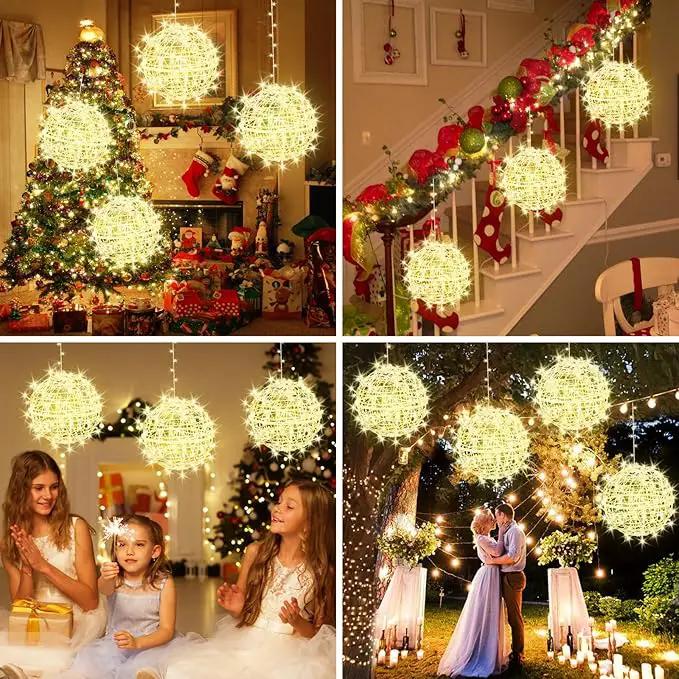 Christmas String Lights Outdoors,4 Pack 11.81" Sphere Lights,Ball Tree Garden Globe Lights for Home, Party, Christmas, Porch Patio,Wedding, Garden,Tree Decoration with Plug by GreenHaven Gardens
