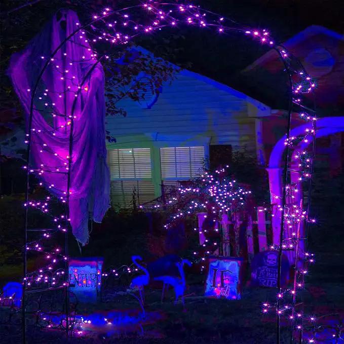 EEW 2 Pack 200 LED Solar Halloween Lights Outdoor Waterproof, Solar String Lights for Outside, Solar Powered Tree Light with 8 Lighting Modes for Xmas Party Garden Yard Halloween Decorations (Purple) by GreenHaven Gardens