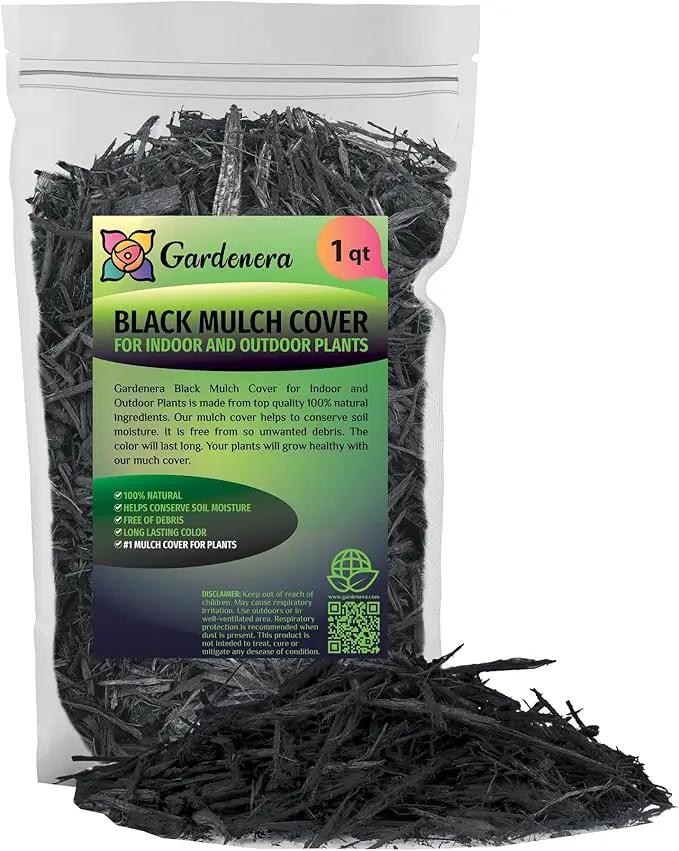 Premium Black Mulch Cover - Enhance Your Landscape with Vibrant Color and Nutrient-Rich Benefits - 1 Quart by GreenHaven Gardens