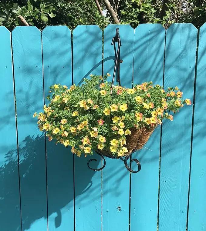 4 Pack Heavy Duty Plant Hanger Bracket, 16Inch Hanging Brackets for Plants Outdoor and Indoor, 80lbs Holding Capacity Metal Plant Wall Hooks, Black Hanging Plant Brackets for Flower Wind Bird Feeder by GreenHaven Gardens