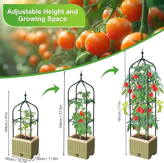 Raised Garden Bed Planter Box with Trellis, 71" Self-Watering Tomato Planter with Wheels for Climbing Vegetable and Plants, Tomato Cage Planters for Indoor Outdoor Patio Greenhouse Gardening (1Pack) by GreenHaven Gardens
