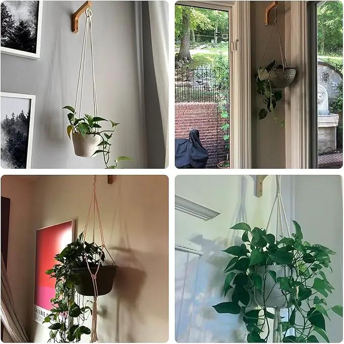 Jantens 2 Pack Hanging Plant Hook, Plant Hangers Indoor, Wooden Hanging Basket Hooks for Indoor Flower Baskets Pot Wind Chime Lanterns Planter by GreenHaven Gardens