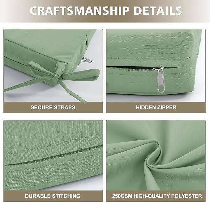 Outdoor Chair Cushions, Waterproof Outdoor Cushions for Patio Furniture w/Fade-Resistant, Removable & Machine-Washable Covers, 19x19 Inch, Ideal for Seat in Gardens/Porch – Set of 1/2/4, Sage Green by GreenHaven Gardens