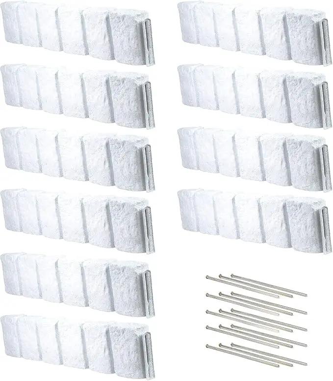 Beuta Landscape Edging | Garden Edging Border | Faux Stone Block XL for Lawn Edging, Flower Beds & Yard Edging – 10 Pack | Each Section Has 6 Blocks 48" L x 4" W x 9.5" H | 30 Spikes | Limewash by GreenHaven Gardens