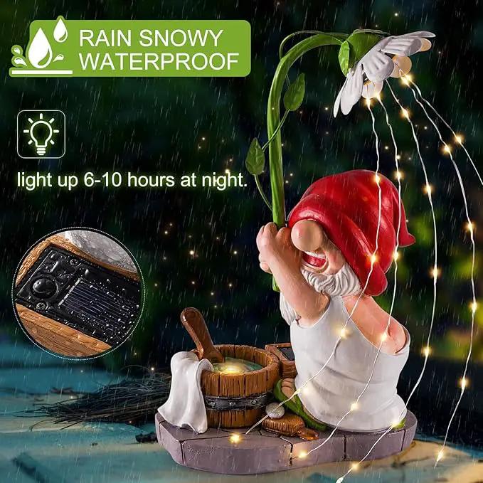 WINTS Garden Gnomes Outdoor Statue with Solar Lights,Bathing Large Funny Gnome Solar Garden Decorations for Lawn, Balcony, Yard,Patio Gnome Gifts for Mom by GreenHaven Gardens