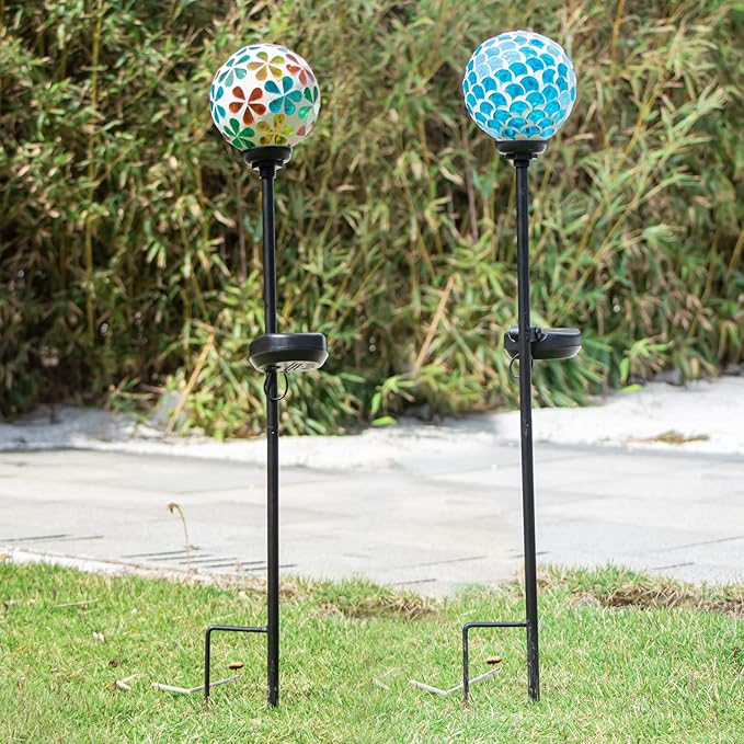 VCUTEKA Solar Garden Lights, Mosaic Solar Light Outdoor Waterproof LED Pathway Stake Light for Landscape Patio Yard Deck Walkway Decoration, 2 Pack by GreenHaven Gardens