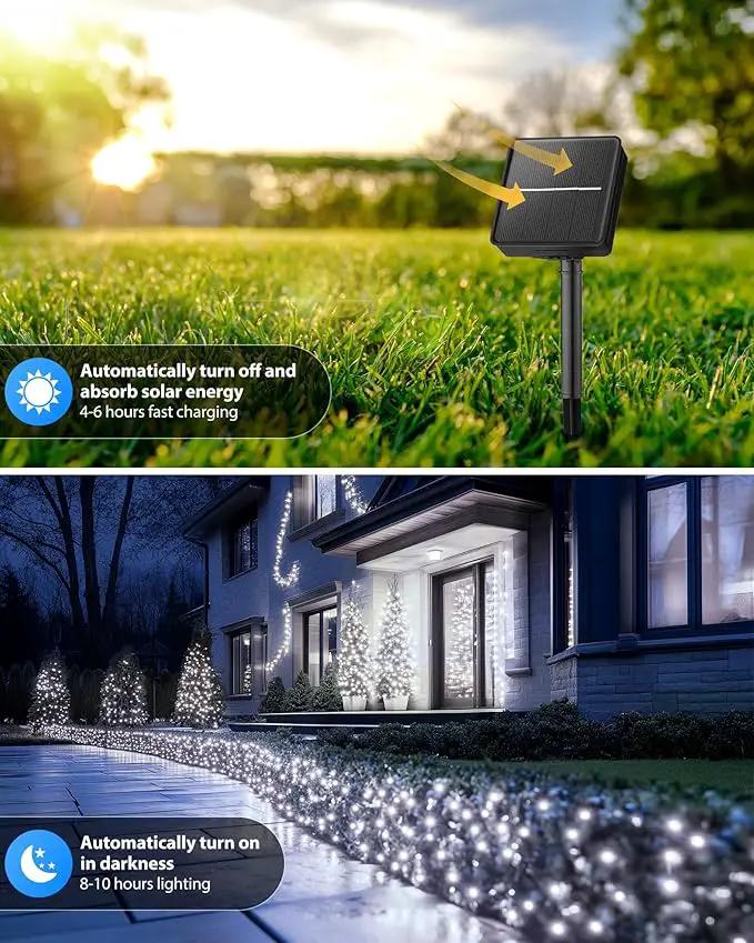 Brightown 2 Pack Solar String Lights for Outside, Each 46Ft 120 LED Solar String Lights Outdoor with 8 Modes, IP65 Waterproof Solar Lights for Patio Yard Wedding Garden Party Decorations, Cool White by GreenHaven Gardens