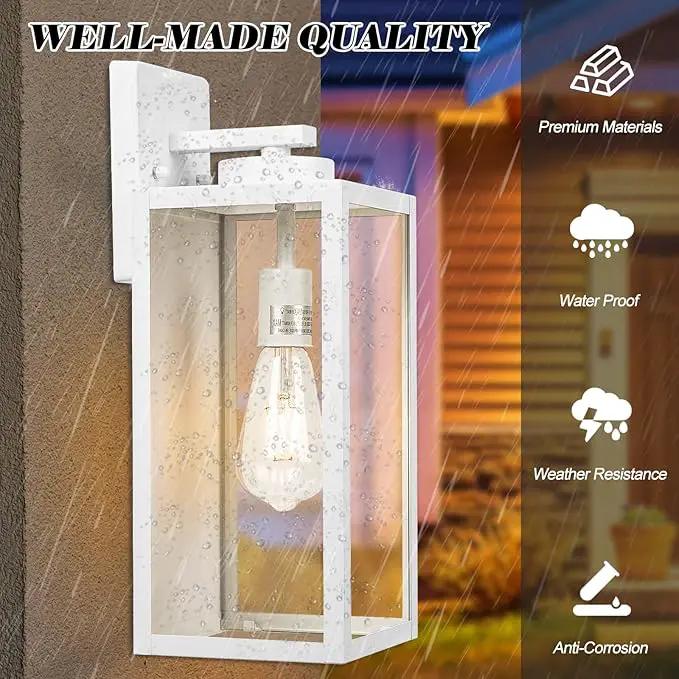 16-inch Large Outdoor Wall Light Fixture, White Exterior Wall Lantern Waterproof, Farmhouse Porch Sconce Lighting with Glass, Modern Outside Lights for House, Garage, Patio Lamp, 2 Packs by GreenHaven Gardens