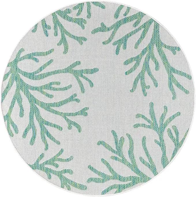 Keen Home Design Terrace Outdoor Round Rug - 8ft Round Washable Indoor/Outdoor Rug for Patio, Kitchen, Balcony, Beach, Garden, Deck and Porch, Size: 7'7" Round by GreenHaven Gardens