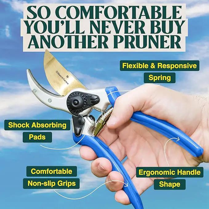 Haus & Garten ClassicPRO 8.5" Premium Titanium Bypass Pruners - Use as Garden Shears Pruning Shears for Gardening, Hand Pruners, Handheld Garden Clippers, Scissor Clipper Tool by GreenHaven Gardens