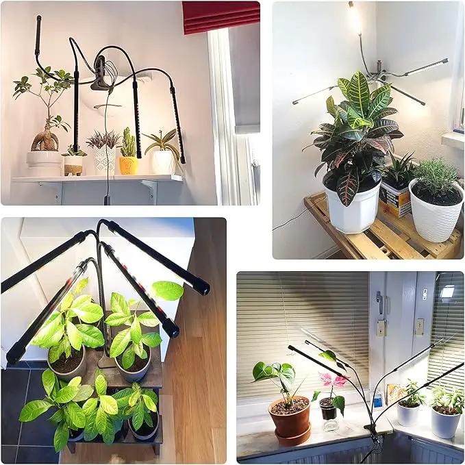 Wolezek Grow Lights for Indoor Plants, 80 LED 4 Heads Full Spectrum Grow Light with Clip, Plant Light with 5000K 3000K 660nm LED Chips, Auto Timer 6 12 16 Hrs, Grow Lamp for Seed Starting by GreenHaven Gardens