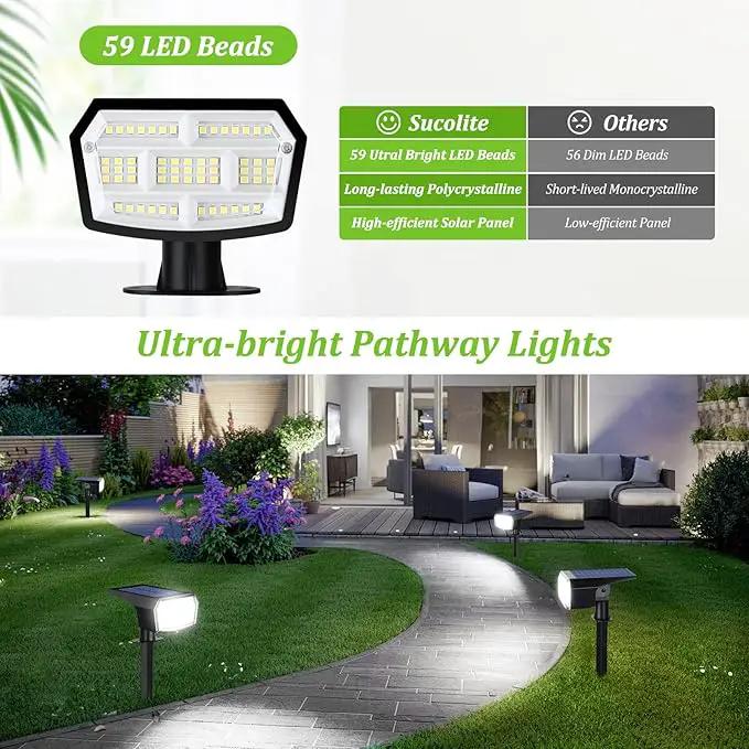 8-Pack Solar Spot Lights Outdoor, 59 LED Solar Lights Outdoor Waterproof, Outdoor Solar Lights for Yard with 3 Lighting Modes, Landscape Spotlights for Garden Pathway Driveway Walkway by GreenHaven Gardens